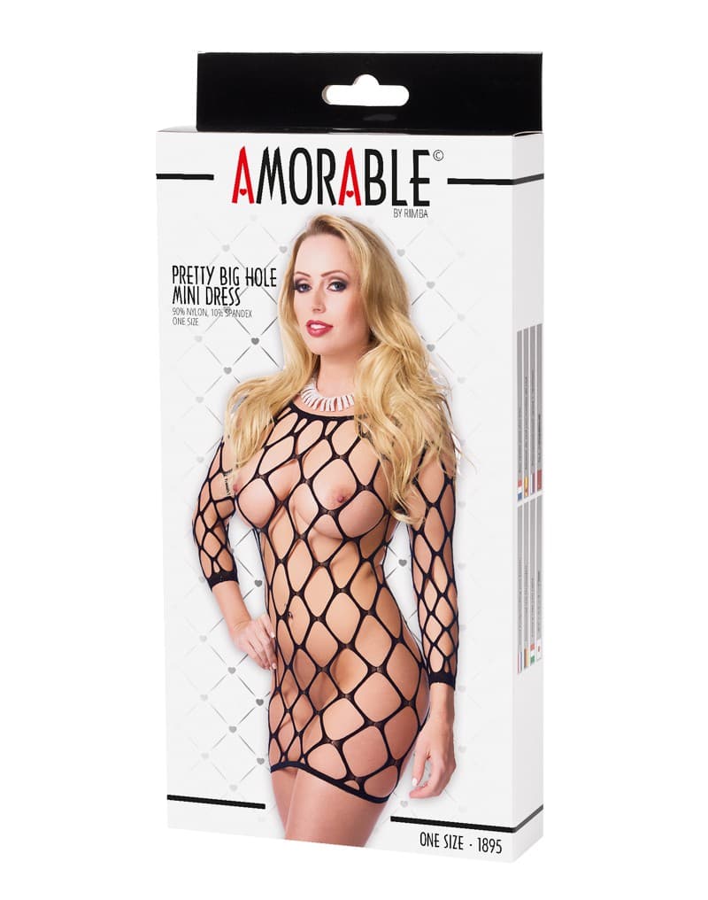Amorable by Rimba - Big Hole Mini Jurk - One Size - Zwart 2