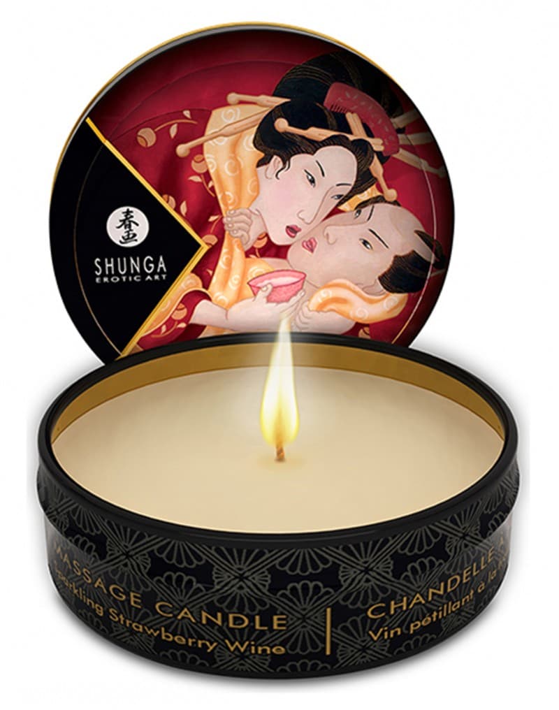 Shunga - Mini Massagekaars - Sparkling Strawberry Wine - 30 ml 1