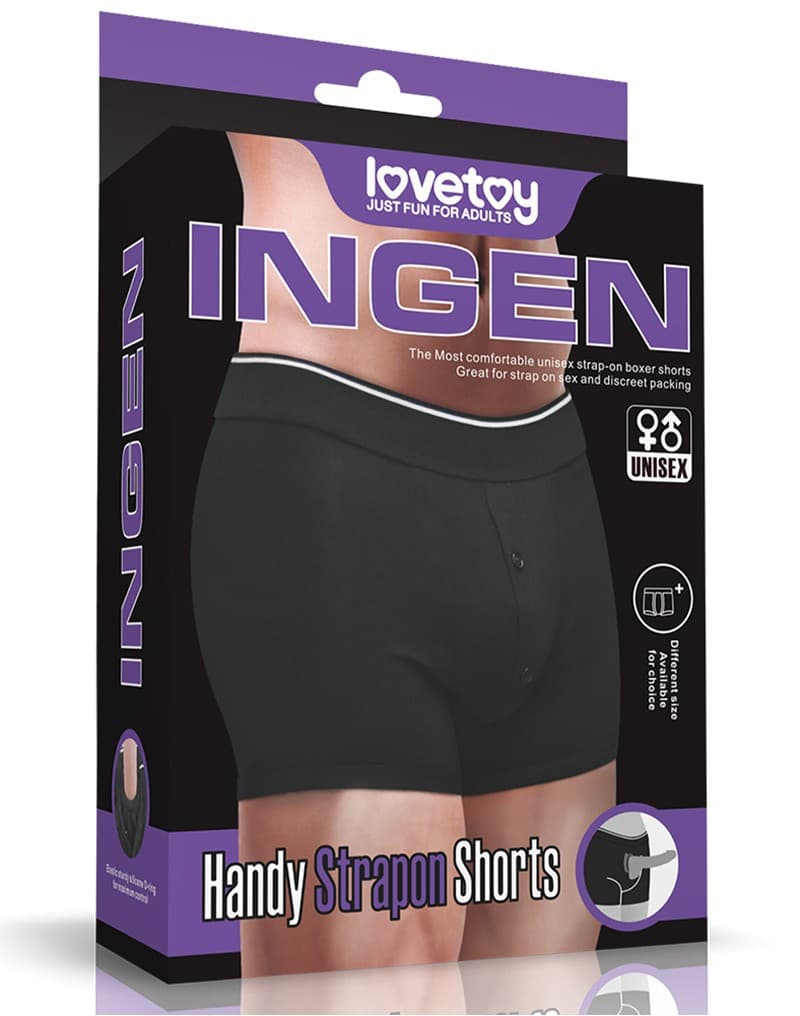 LoveToy - Unisex Strap-On Shorts Size S - Zwart 1