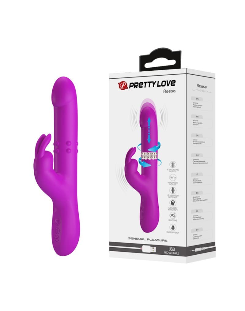 Pretty Love - Reese - Thrusting Rabbit Vibrator - Roze 1