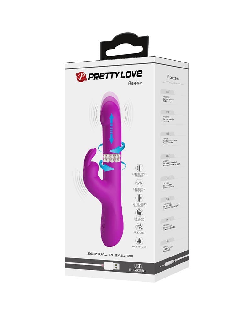 Pretty Love - Reese - Thrusting Rabbit Vibrator - Roze 3